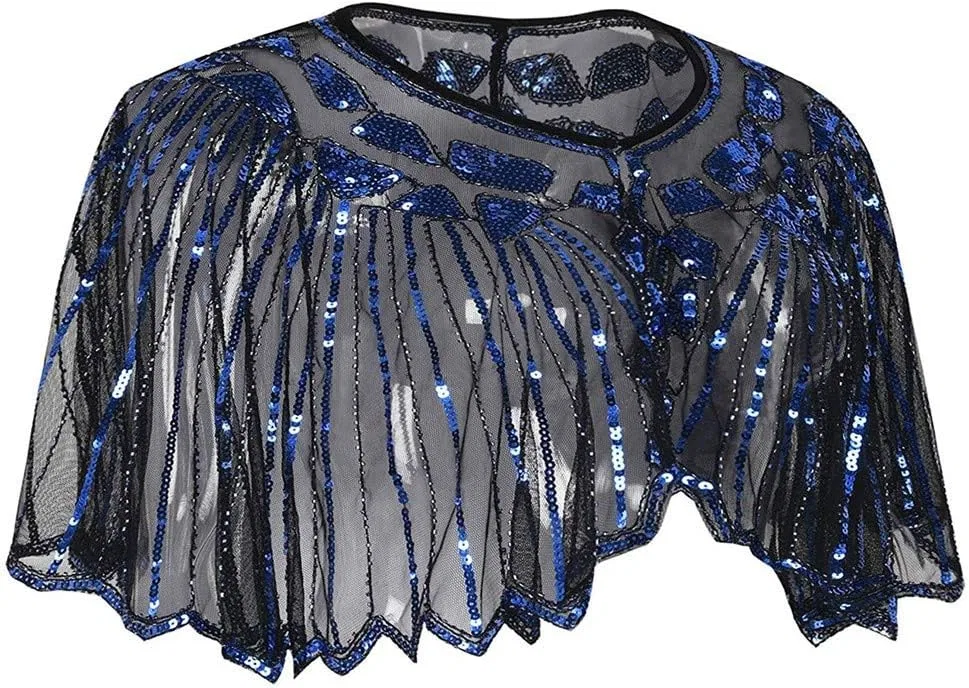Блуза с воланами, 1920 Cape Town Night Stole, синий — фото 2