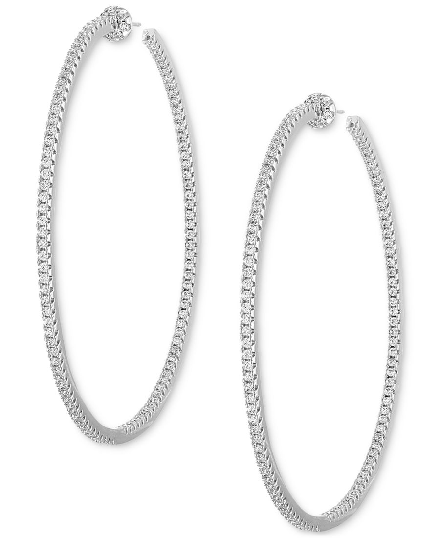 

Тонкие серьги-кольца Kendra с бриллиантовой инкрустацией BEN ONI, Silver