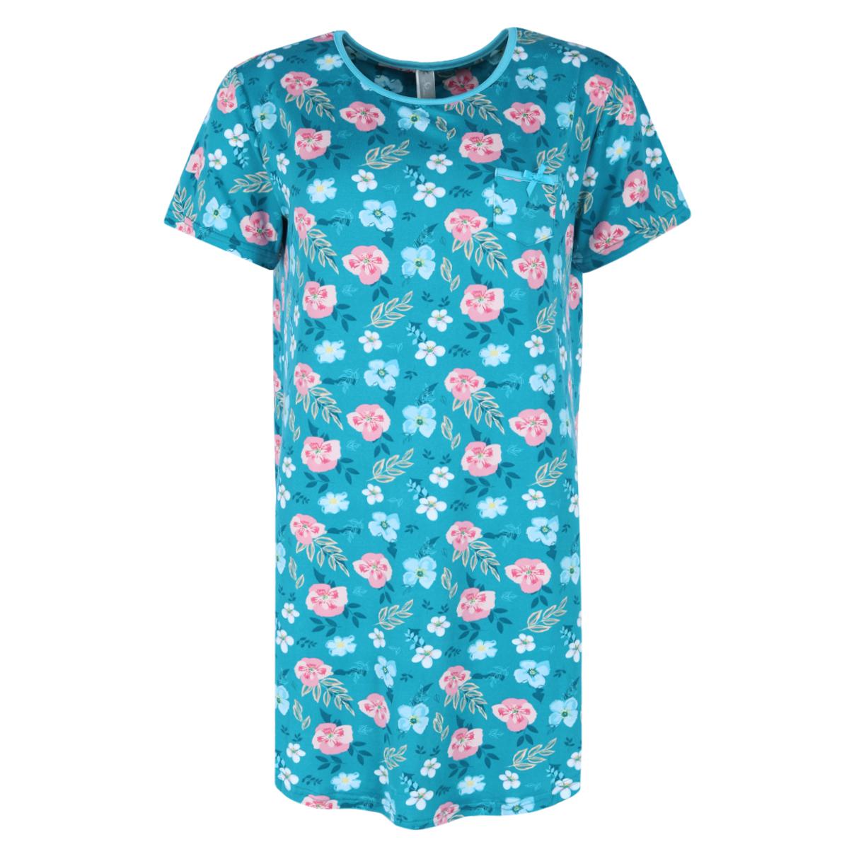 

Женская рубашка для сна с тропическим цветочным принтом PJ Couture, цвет teal