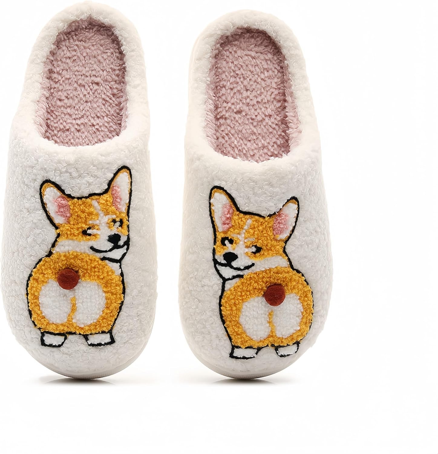 

Тапочки с изображением собак для женщин и мужчин с милой вышивкой таксы, французского бульдога, корги или пуделя, уютные плюшевые домашние тапочки с мемори-пеной и нескользящей подошвой, унисекс Gebufaw, Corgi