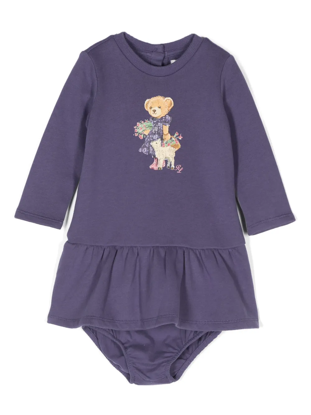 

Флисовое платье с принтом Polo Bear POLO RALPH LAUREN KIDS, фиолетовый
