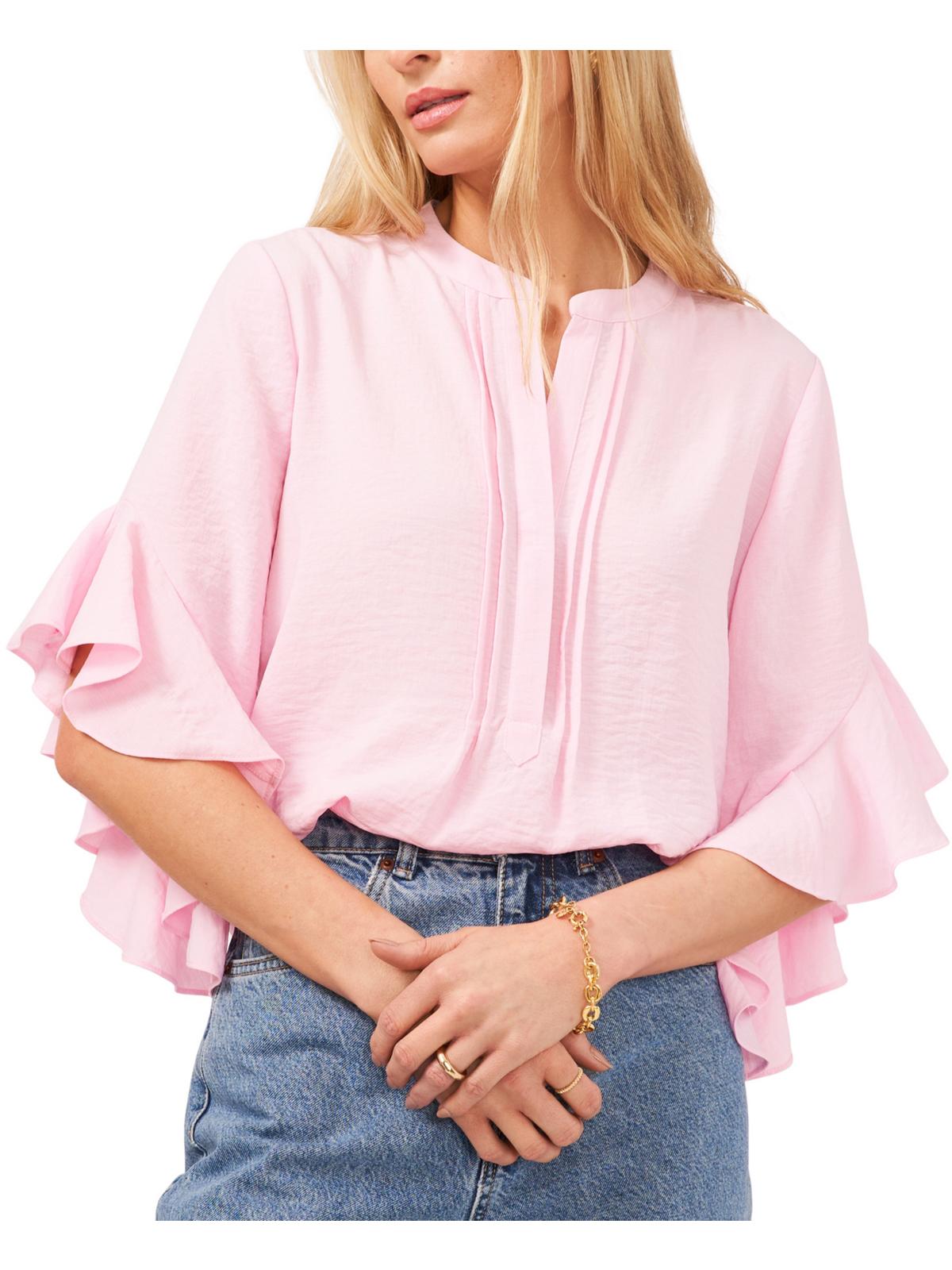 

Женская блузка с оборками на рукавах и разрезом на горловине Vince Camuto, цвет pink horizon
