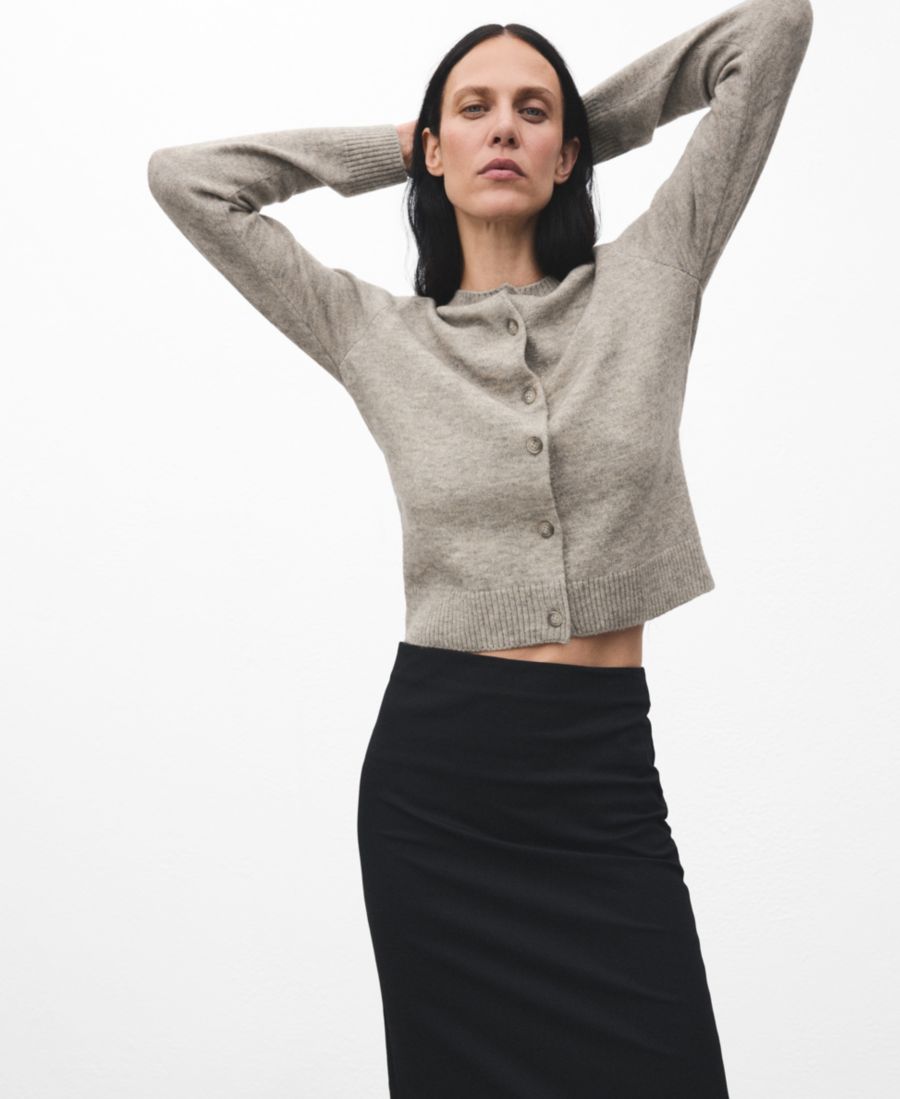 

Женский вязаный кардиган на пуговицах MANGO, Light, Pastel Gray