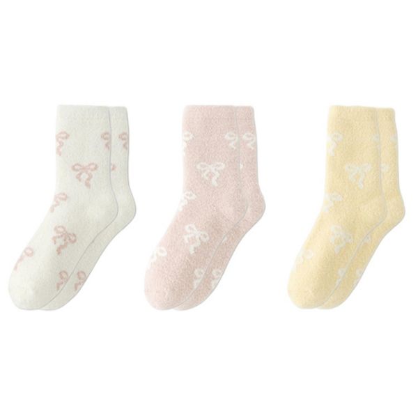 

Набор из 3 пар женских мягких вязаных носков с узором бантиков Anna-Kaci, Macaron