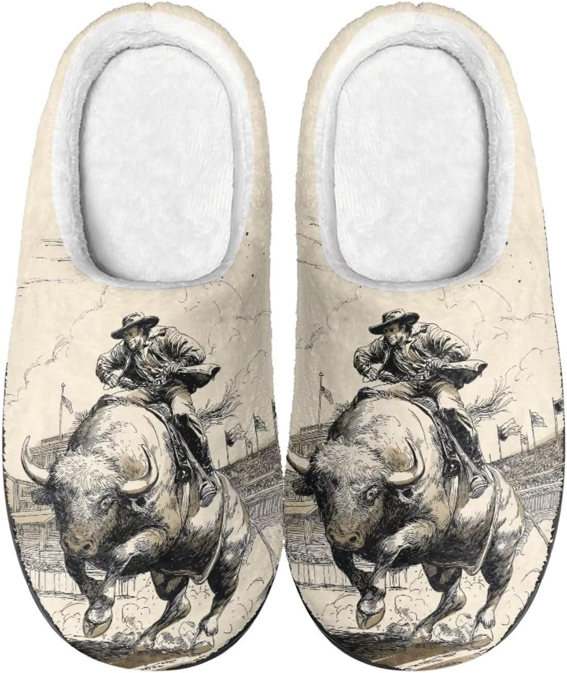 

Домашние тапочки DISNIMO для мужчин, для использования в помещении и на улице, с противоскользящей подошвой, легкие, Highland Cow Western Cowboy