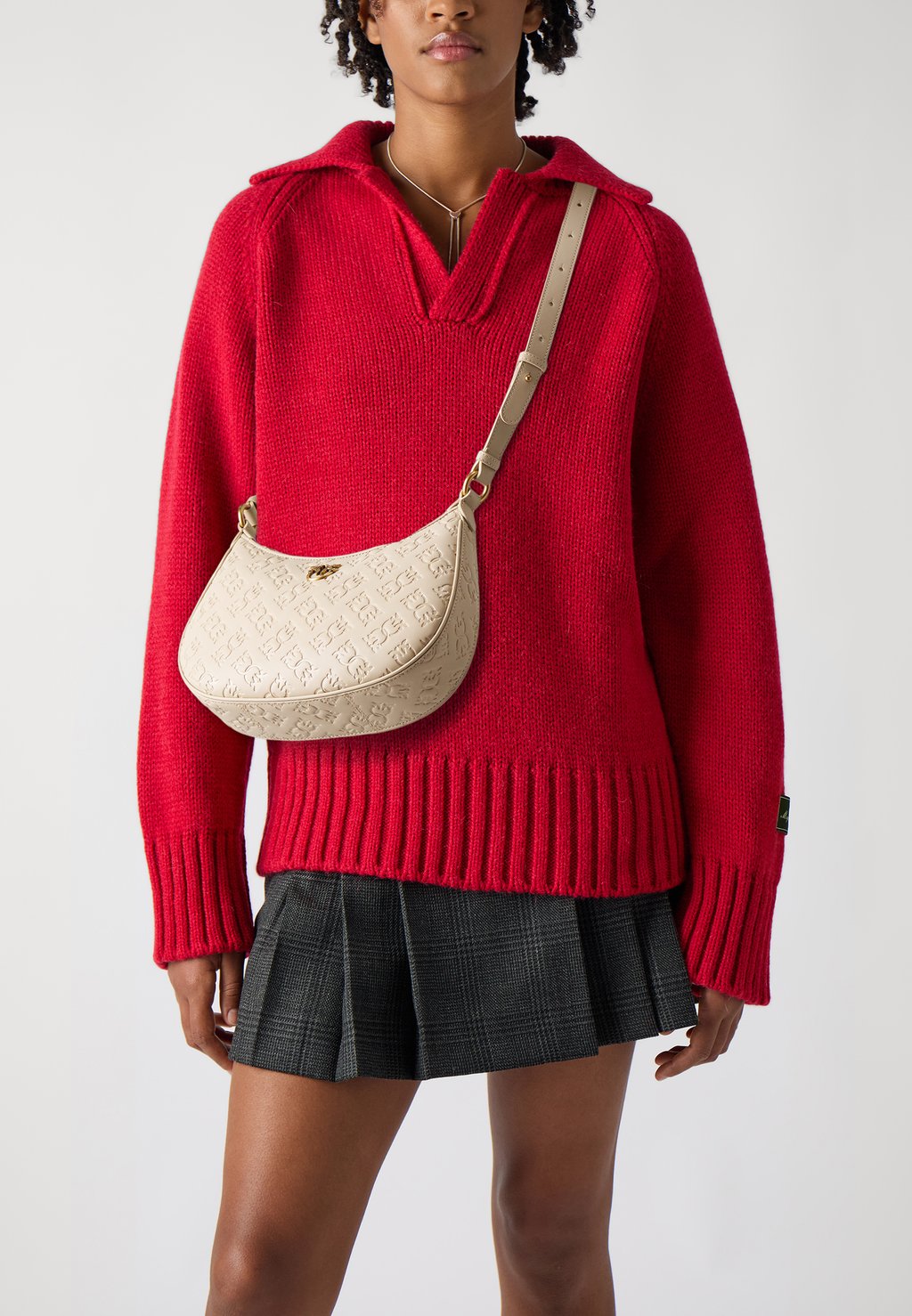 

Сумка HALF MOON MINI LOGO Pinko, бежевый