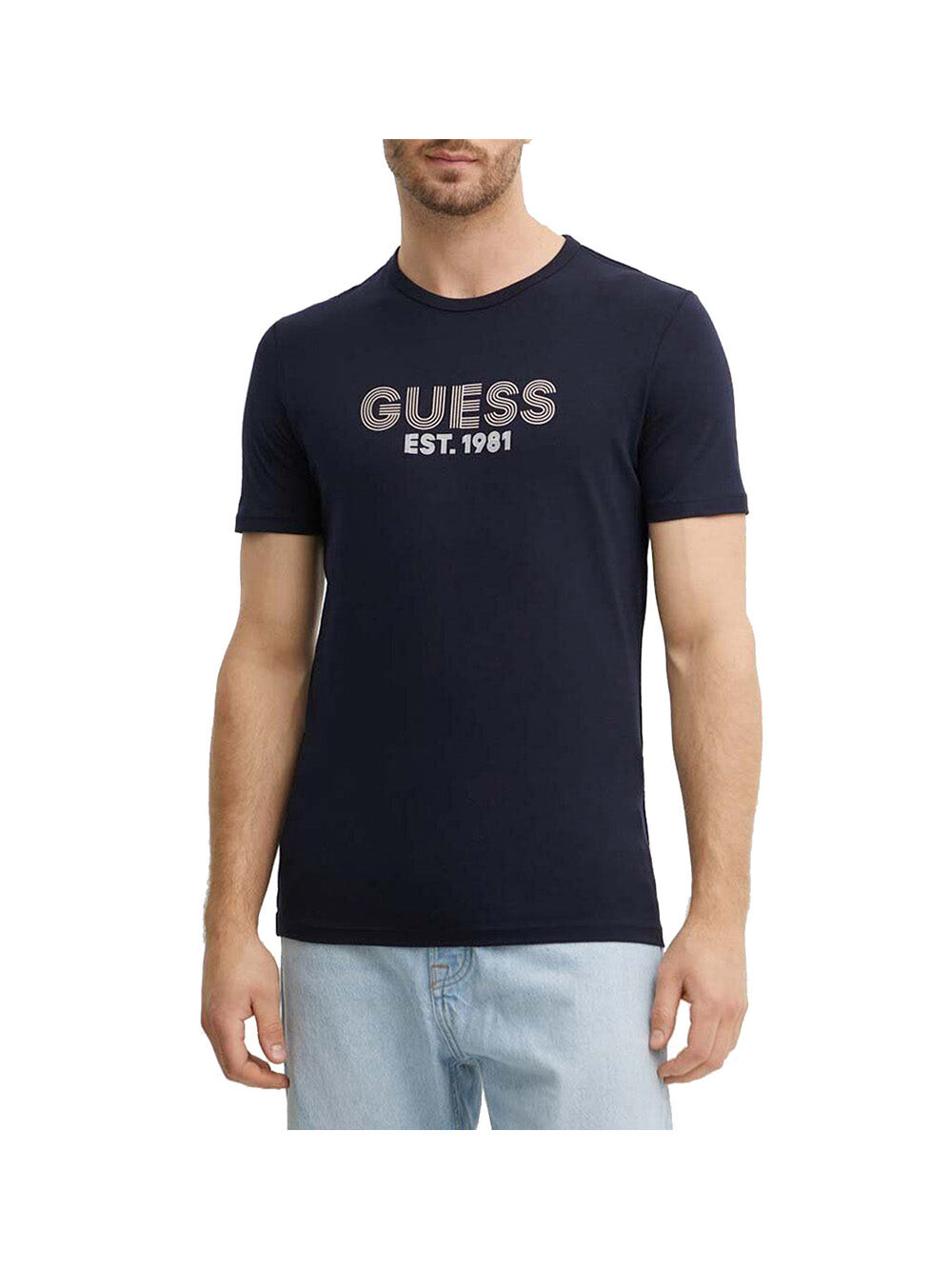 

Синяя мужская футболка Guess