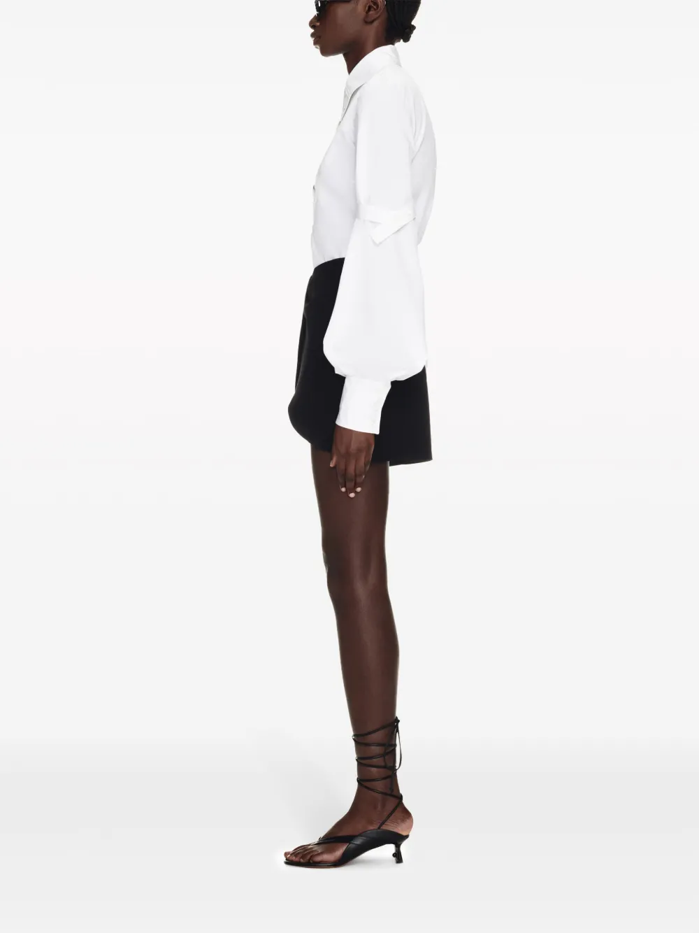 Шерстяная мини-юбка Wo Twist OFF-WHITE, черный — фото 3