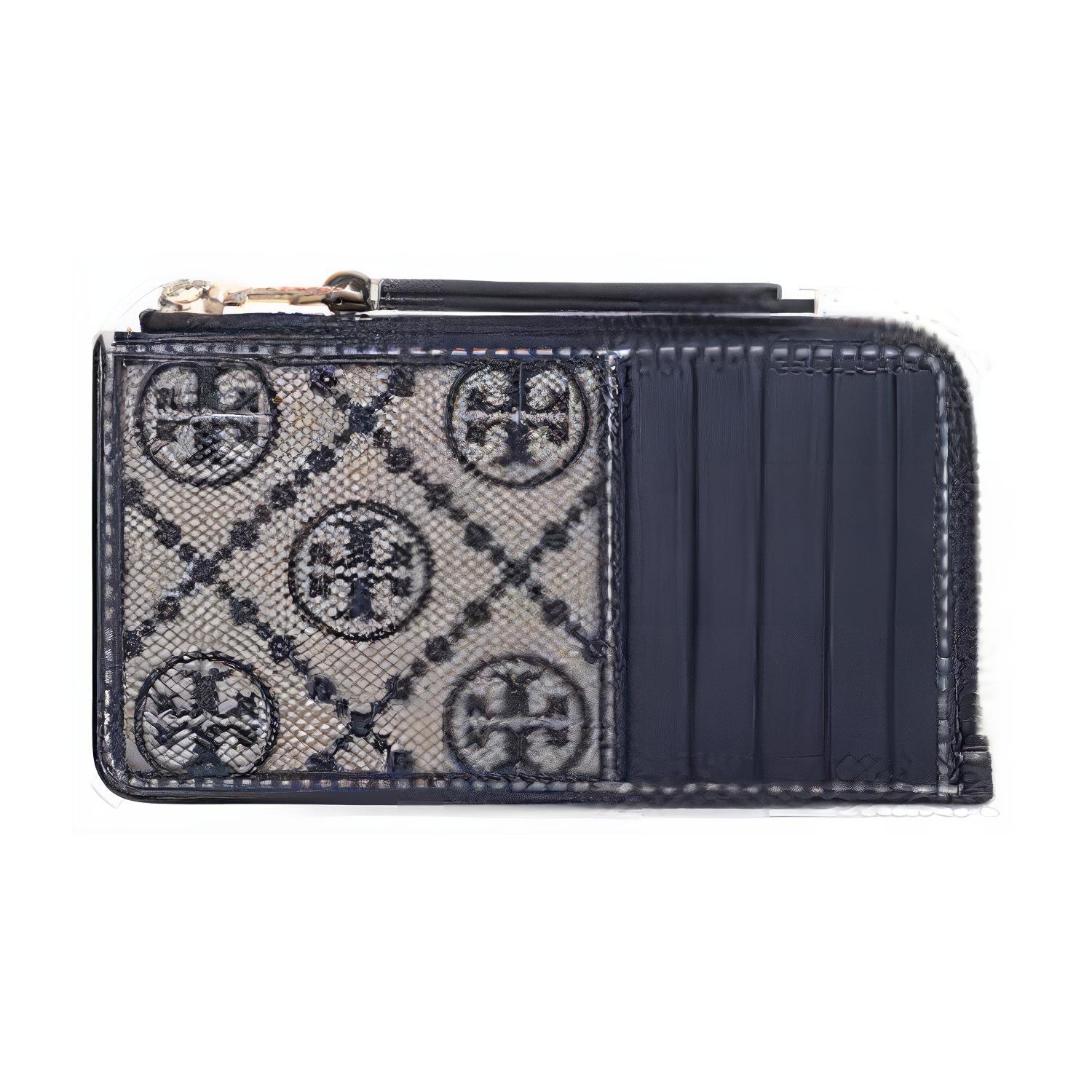 

TORY BURCH Женский картхолдер из жаккарда с отделкой из телячьей кожи морской синий