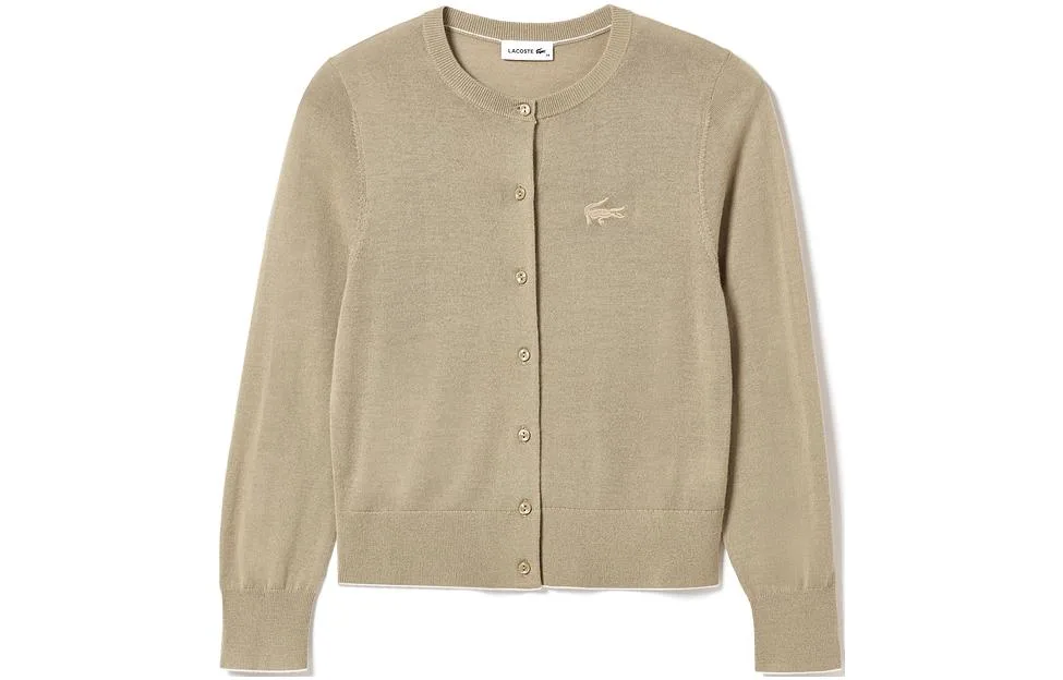 Кардиган женский с круглым вырезом LACOSTE, CB8/Camel