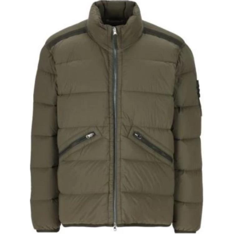 Футболка с высоким воротником на молнии STONE ISLAND, Арми Грин — фото 2
