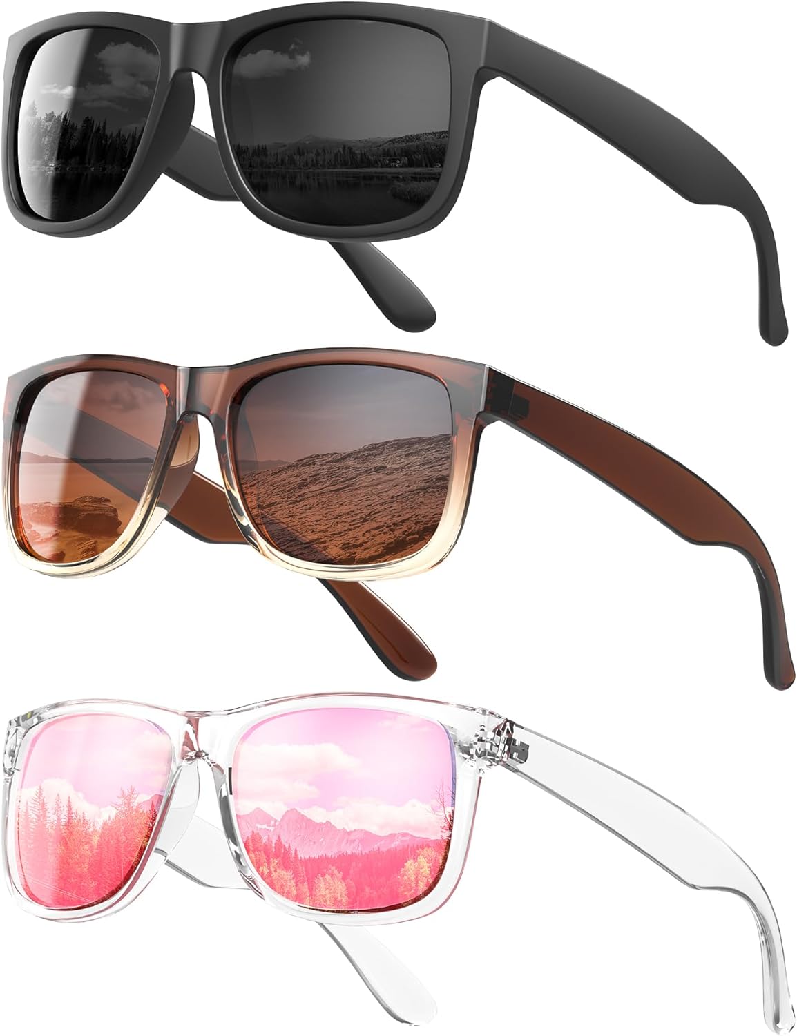 

KALIYADI Женские поляризованные солнцезащитные очки: ретро-стиль, модные солнцезащитные очки с защитой UV400 для вождения и путешествий, Black+gradual Tea+sakura Powder