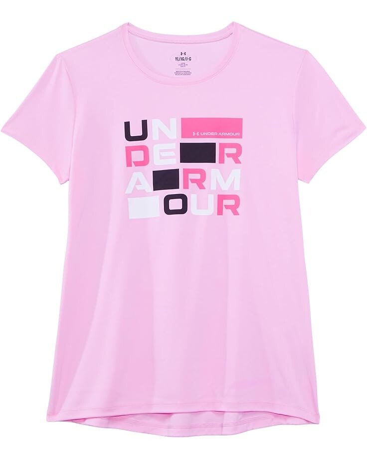 

Толстовка Under Armour Kids Tech Block Logo Short Sleeve T-Shirt, цвет Stellar Pink/White