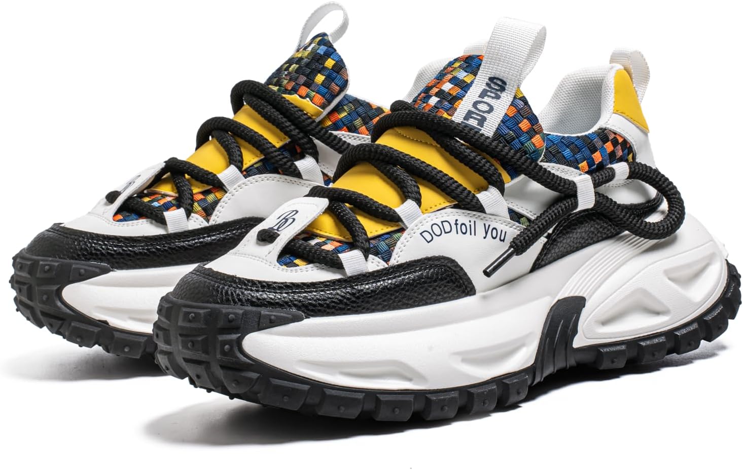 

Мужские массивные кроссовки на платформе, разноцветный пэчворк, шнуровка - модная обувь с уникальным дизайном, удобная для повседневной носки Foavt