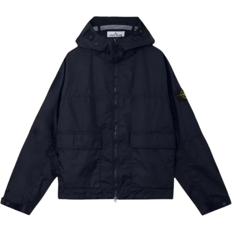 Куртка с капюшоном и лого-патчем STONE ISLAND, морской синий