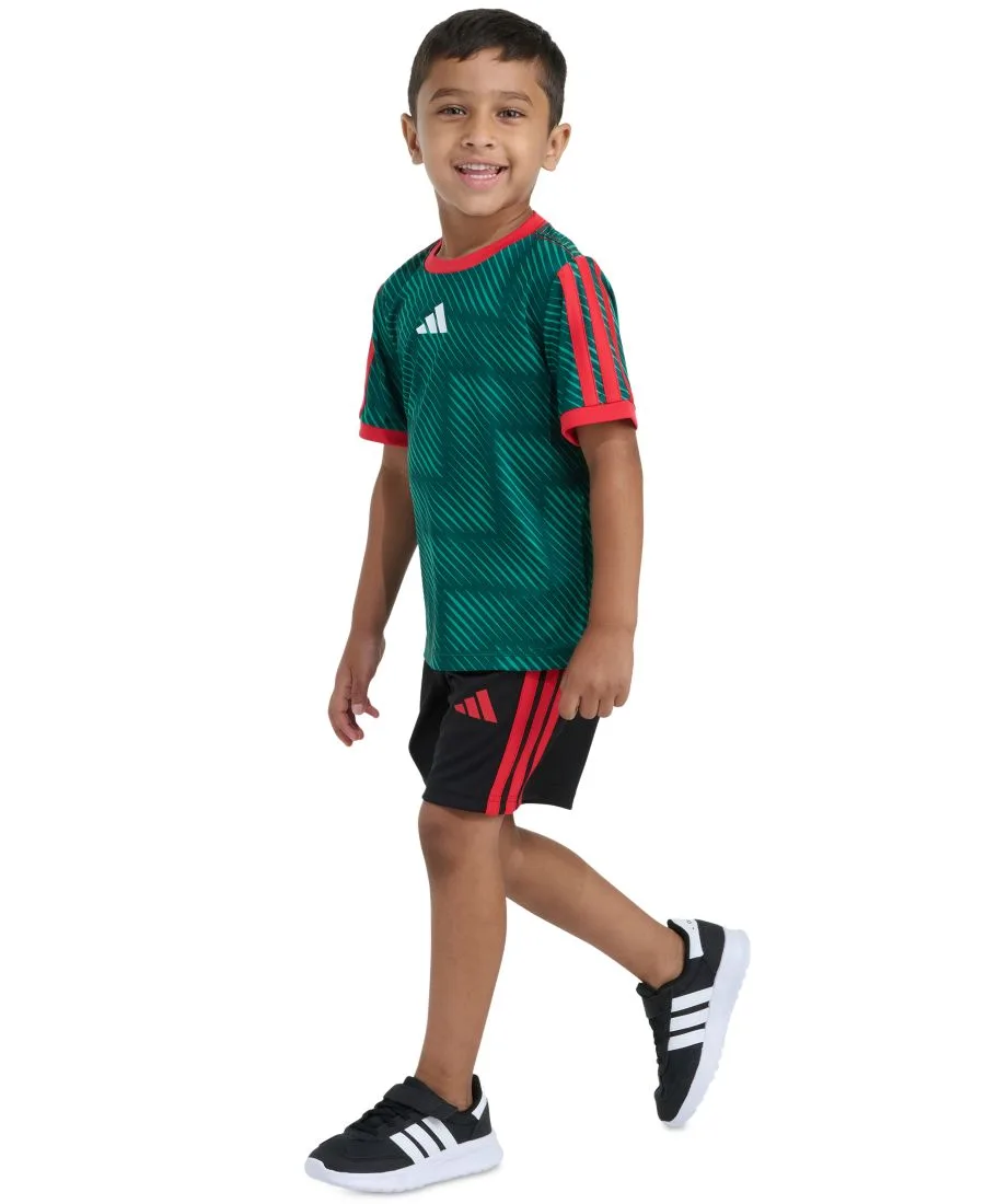 Детский комплект из футболки и шорт с принтом (2T-7), размер 2T Adidas, зеленый/черный — фото 3