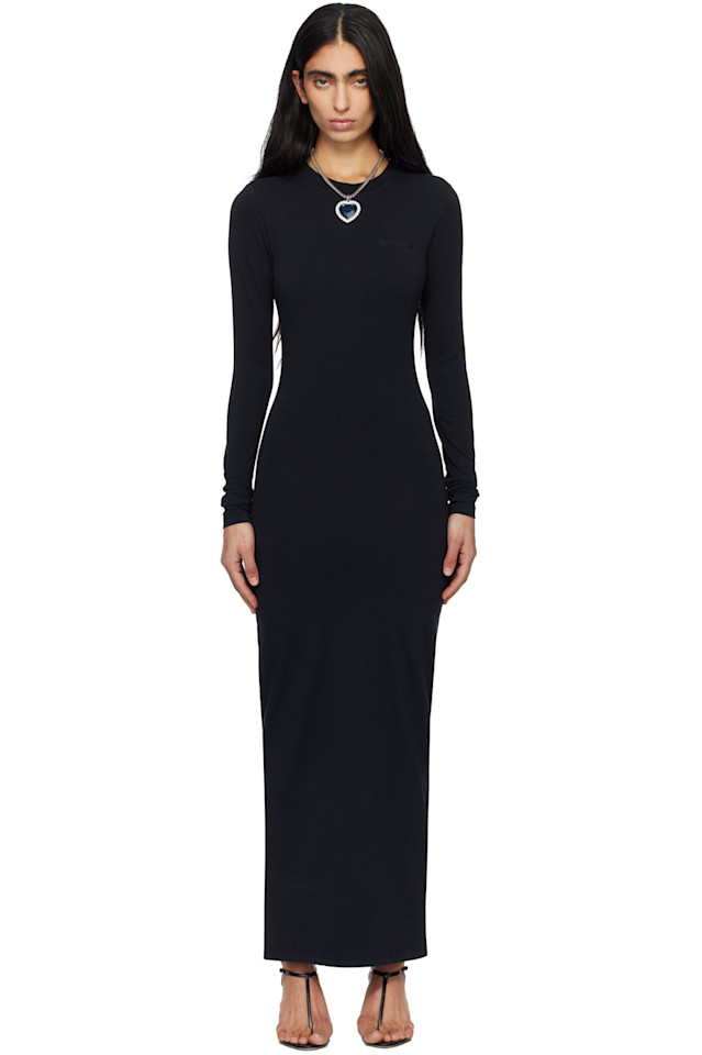 

Длинное платье в рубчик Vetements, черный