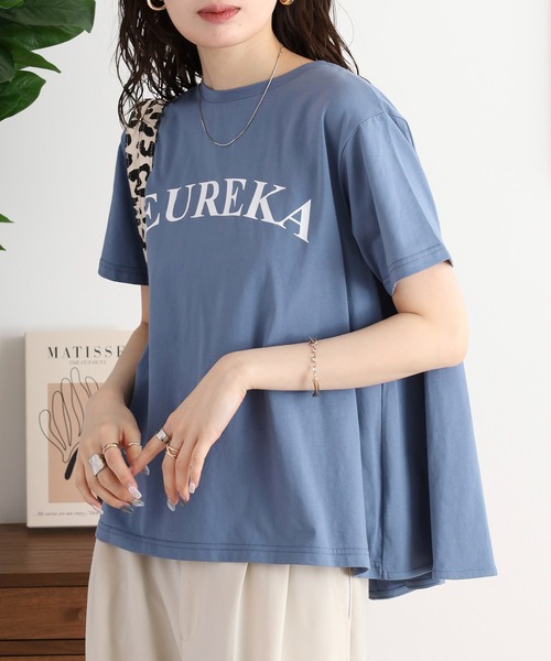 

Футболка с коротким рукавом, принтом логотипа и заправленным задним краем EGLANTINE, серо-голубой