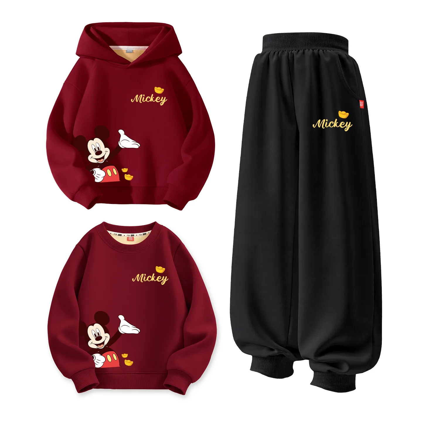 Disney Kids Tang Suits Crew Neck Thickness, [Thickened and Fleece-Lined]Diyunbao Qiqi K Burgundy+Disi Cece K Graphite Gray+Diyunbao Qiqi K Burgundy — фото 3