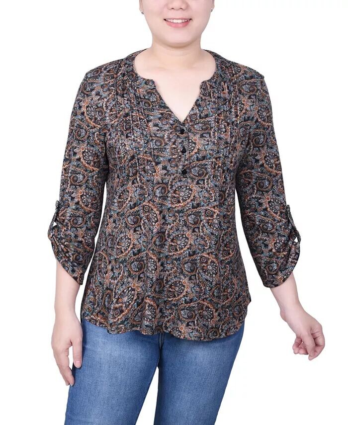 

Топ миниатюрного размера с рукавами 3/4 NY Collection, мультиколор
