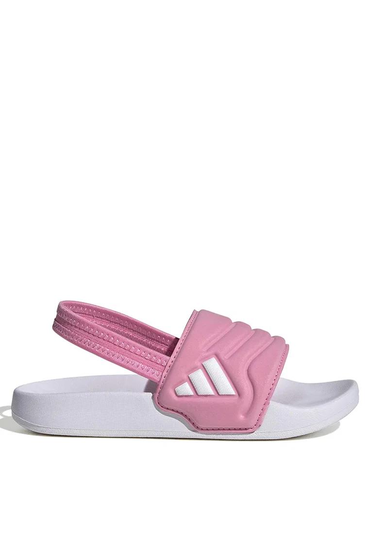 Шлепанцы детские, Adilette Estrap 2.0, Adidas, белый/розовый