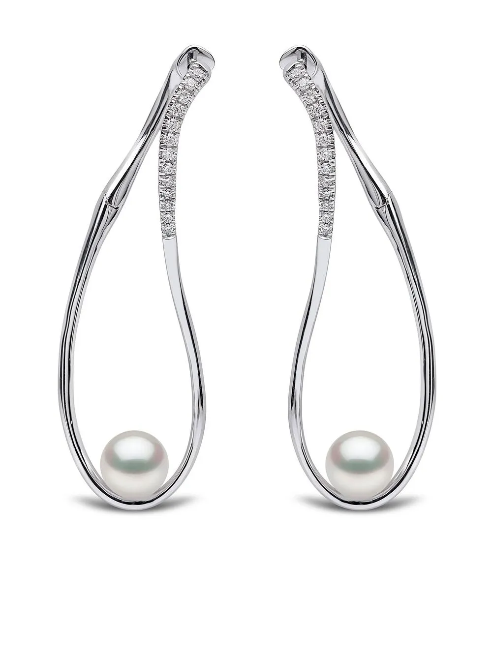 

Серьги Sleek Akoya из белого золота с жемчугом и бриллиантами Yoko London, серебяный