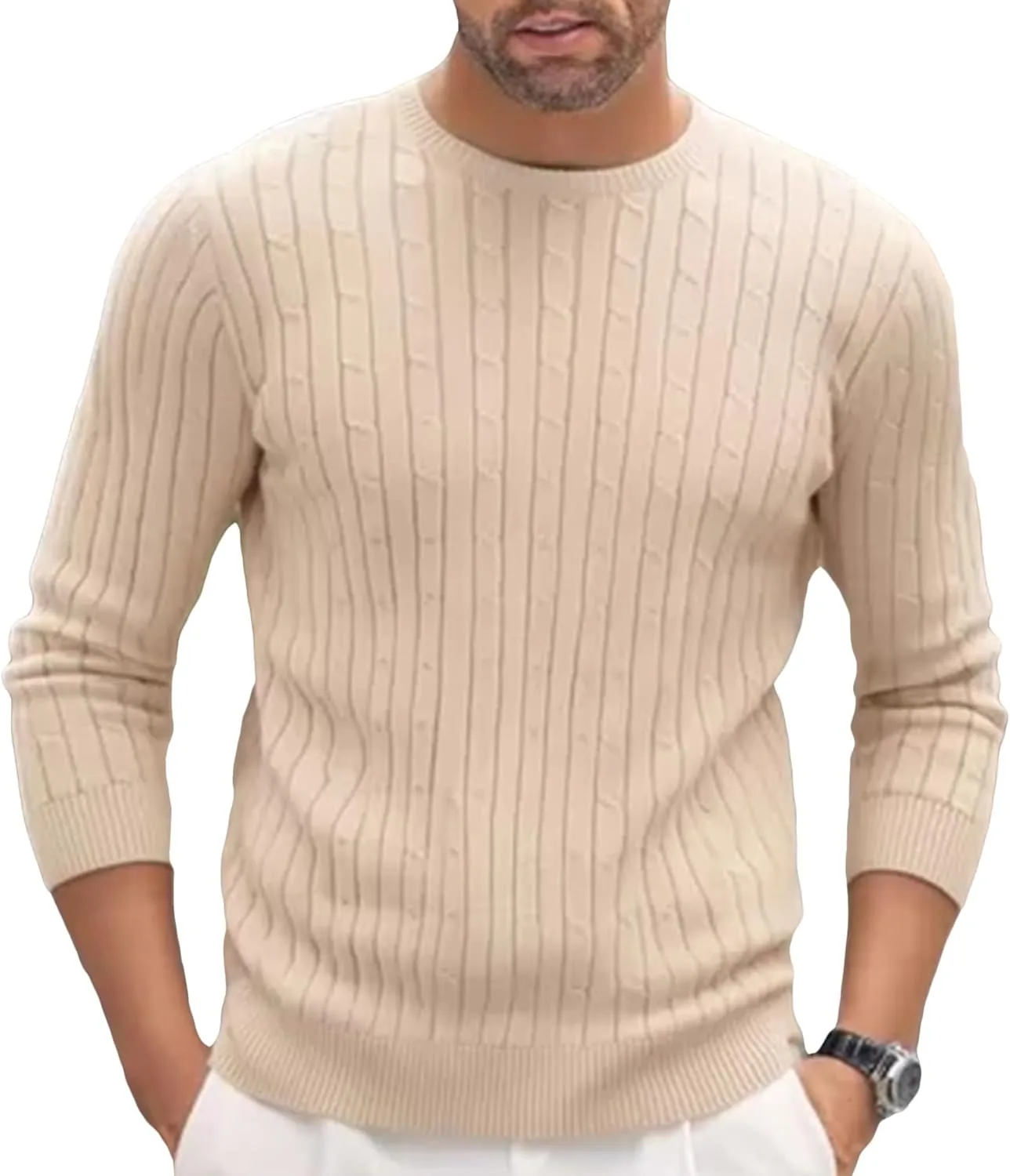 

Мужской свитер с круглым вырезом Slim Fit легкий вязаный Maiyifu-GJ