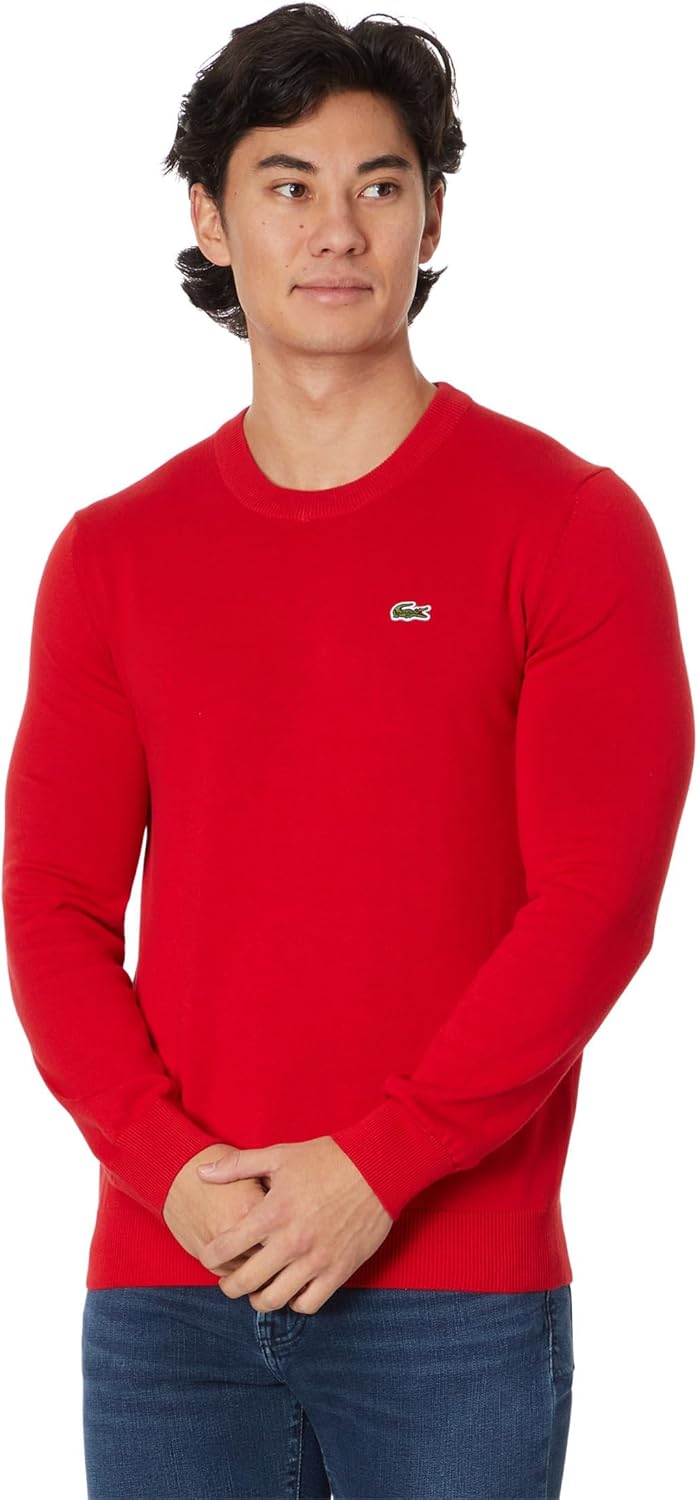 

Lacoste мужской свитер с длинным рукавом и круглым вырезом, Regular Fit, Red