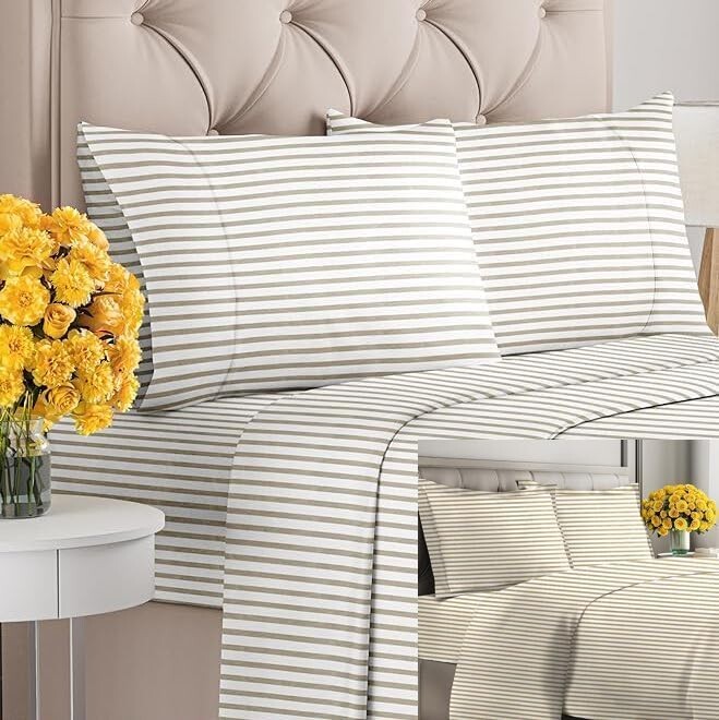 

CGK Unlimited Beige Stripes Комплект из 2 простыней с пуховым одеялом (полноразмерный) — Комплект постельного белья включает в себя простыню