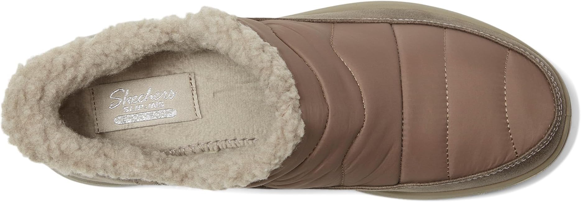 Тапочки SKECHERS Women's Cozy Escape - Snow Puff Hands Free Slip-ins, Dark Taupe — фото 2