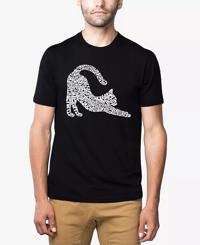 

Футболка мужская Stretching Cat Premium Blend Word Art LA Pop Art, черный