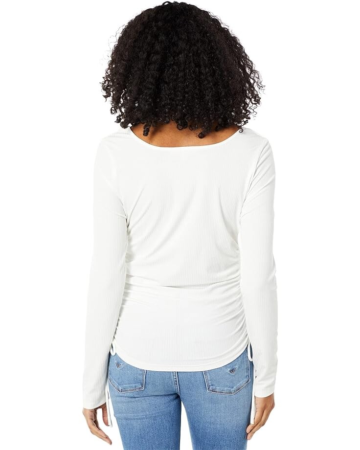 

Топ WAYF TTYL Ruched Brushed Rib Knit Long Sleeve Top, слоновая кость