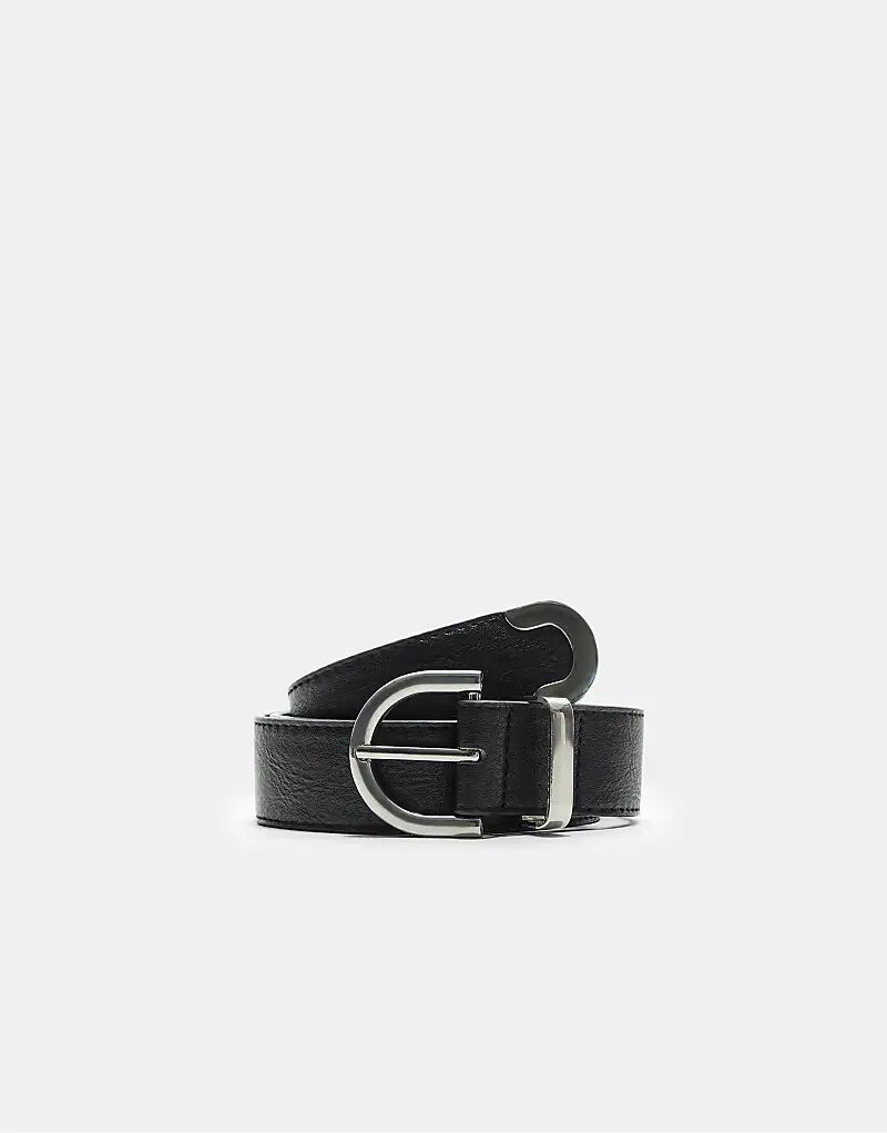 

Ремень Stradivarius Basic из искусственной кожи черного цвета