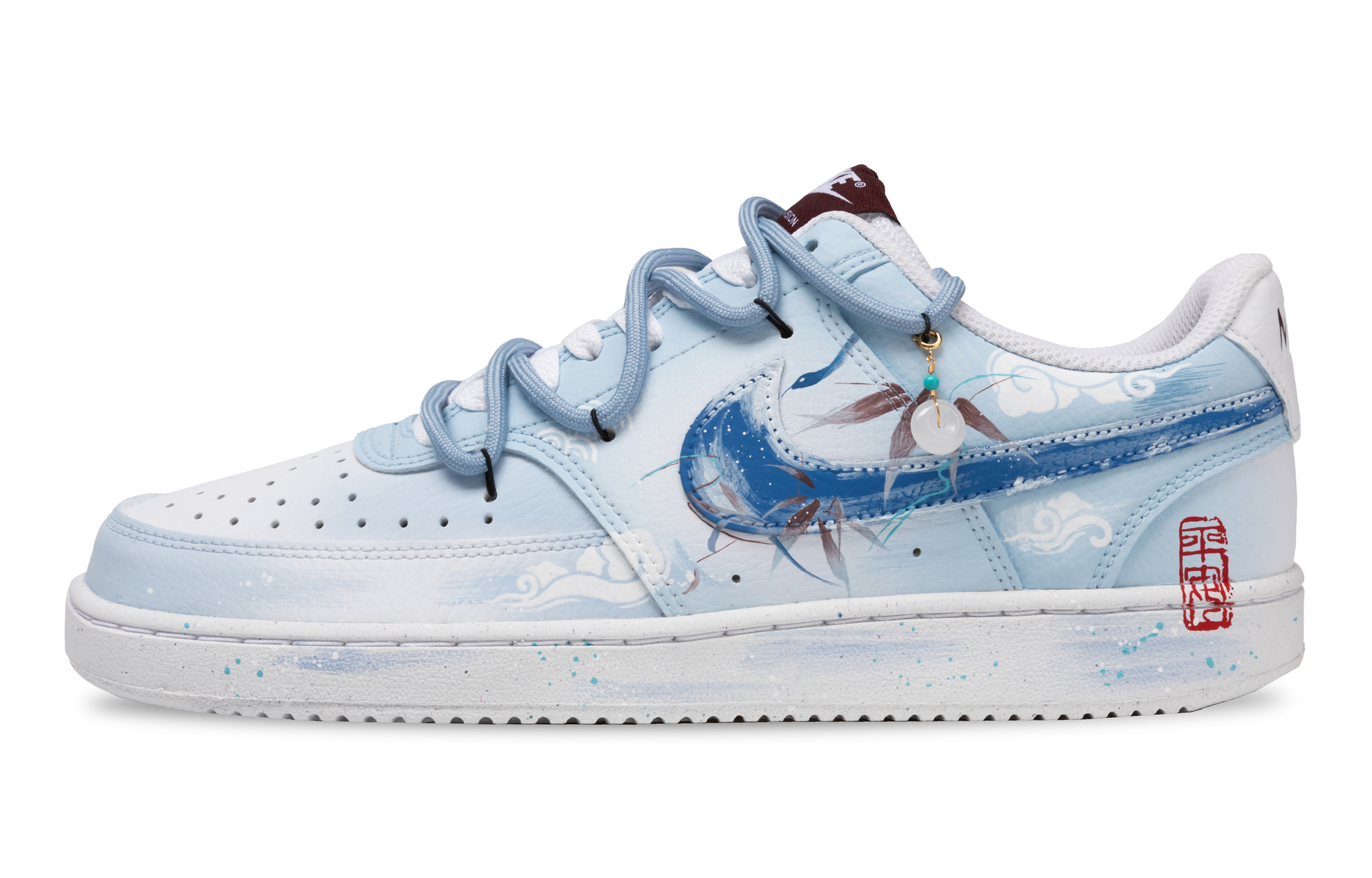 

Nike Кроссовки для скейтборда Court Vision 1 Bamboo Sea Serpent, нескользящие, низкие, мужские, сине-белые