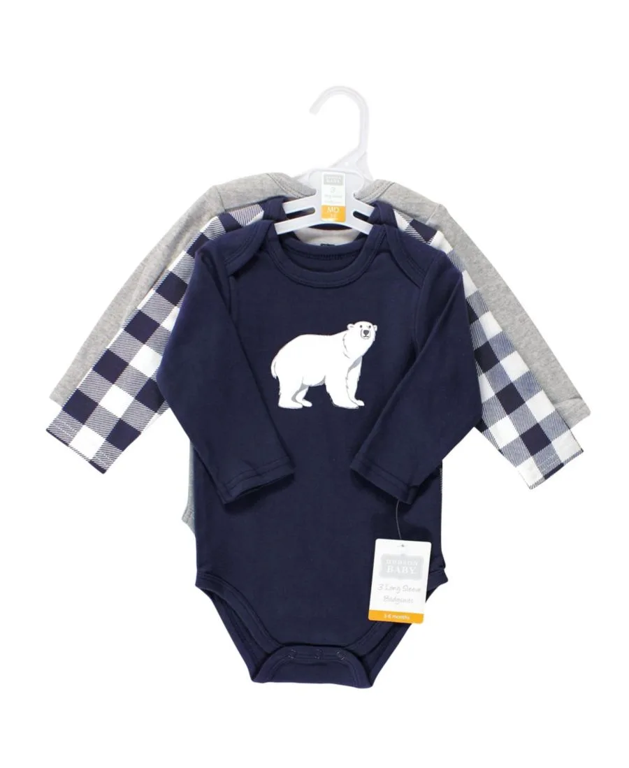 Хлопковые боди с длинными рукавами, комплект из 3 штук Hudson Baby, Polar Bear — фото 3