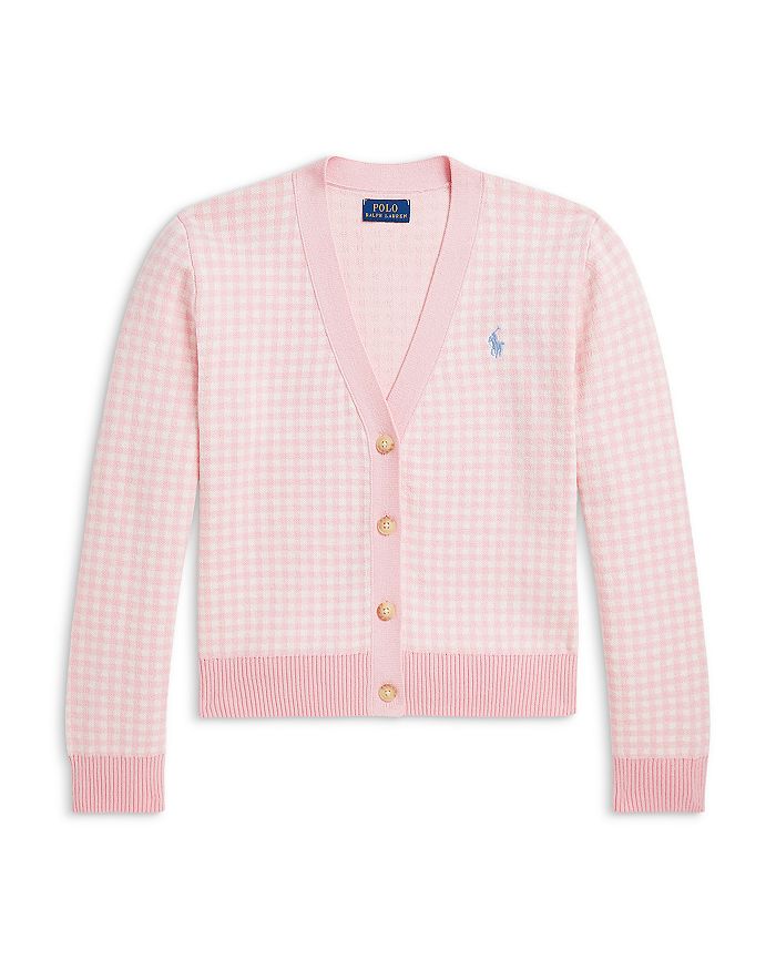 

Кардиган для девочек из хлопка в клетку с V-образным вырезом - Big Kid Ralph Lauren, мультиколор