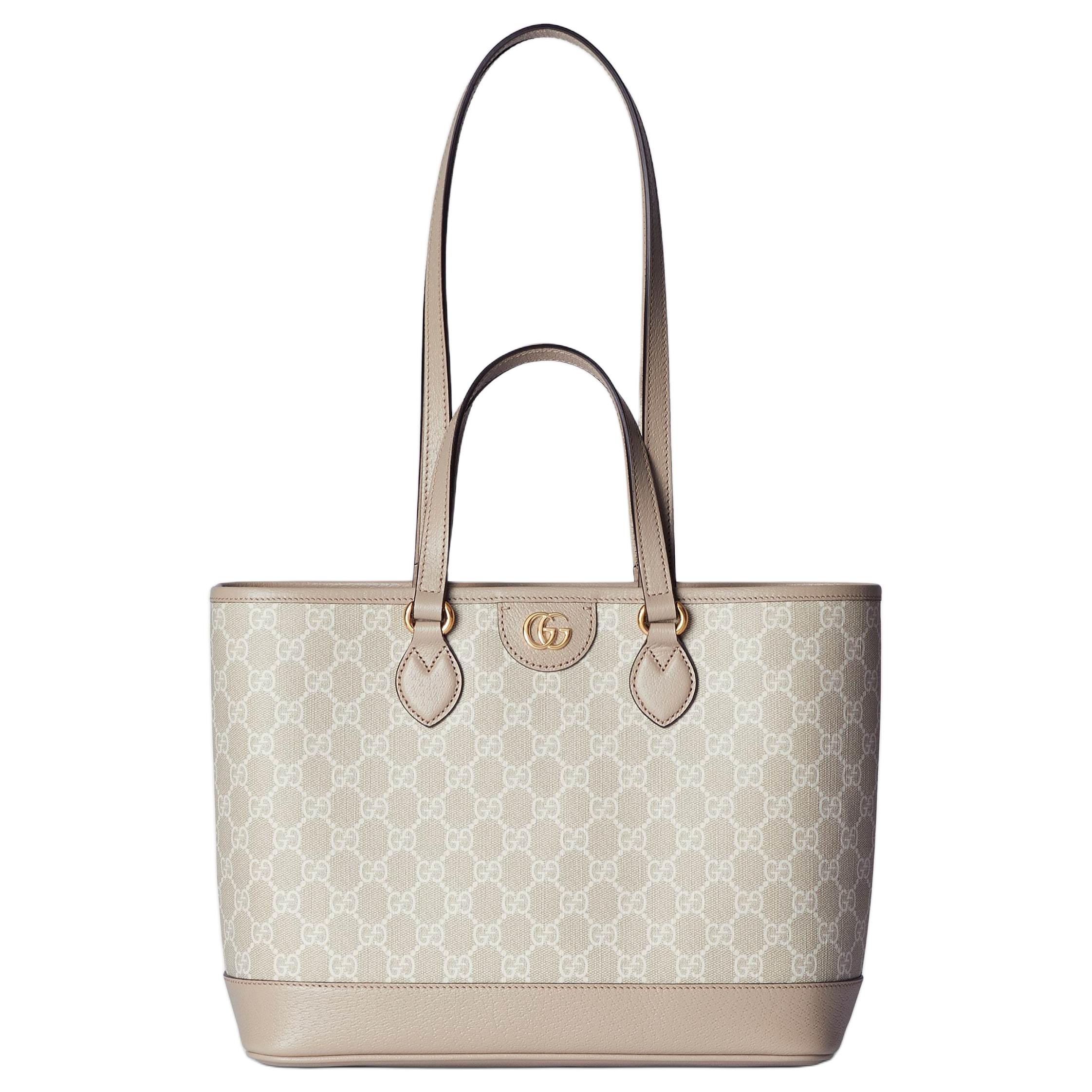 

GUCCI Сумка-шоппер Ophidia из холста с кожаной отделкой малого размера женская в цвете экрю и белом