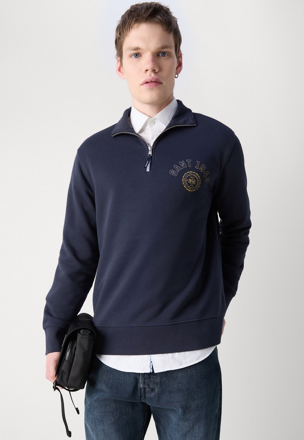 

Толстовка с капюшоном GRAPHIC HALF ZIP GANT, темно-синий