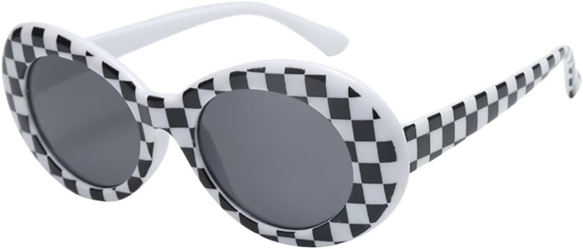 

Овальные солнцезащитные очки для женщин и мужчин в стиле ретро, ​​защитные очки с модной белой клетчатой ​​оправой, солнцезащитные очки от УФ-излучения для летнего отдыха на природе Abaodam, Multi -Size: 14