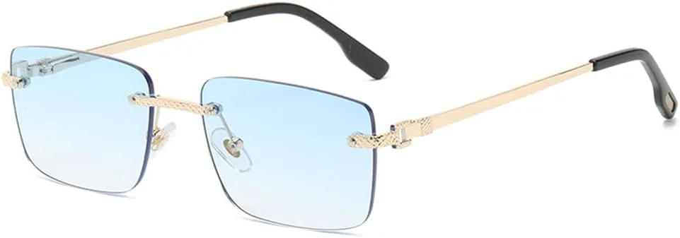 

Модные прямоугольные солнцезащитные очки для женщин и мужчин, без оправы, маленькие солнцезащитные очки, женские и мужские, с защитой от УФ-излучения UV400 MTZJH, 3