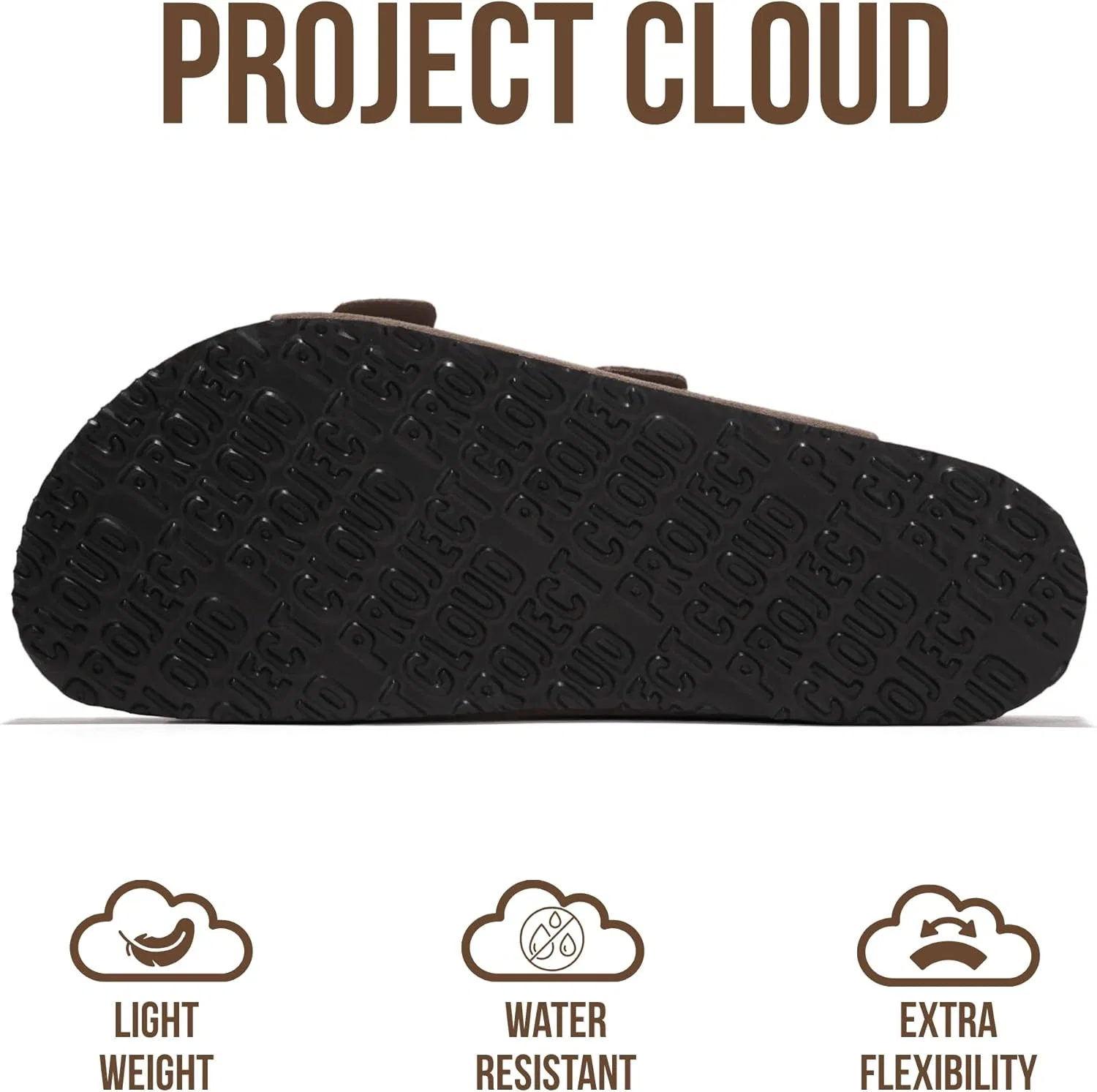 Мужские сандалии Project Cloud из натуральной кожи с эффектом памяти, стелькой из натуральной пробки, нескользящей двойной застежкой-пряжкой, летние сандалии (Аризона), Taupe Suede — фото 4