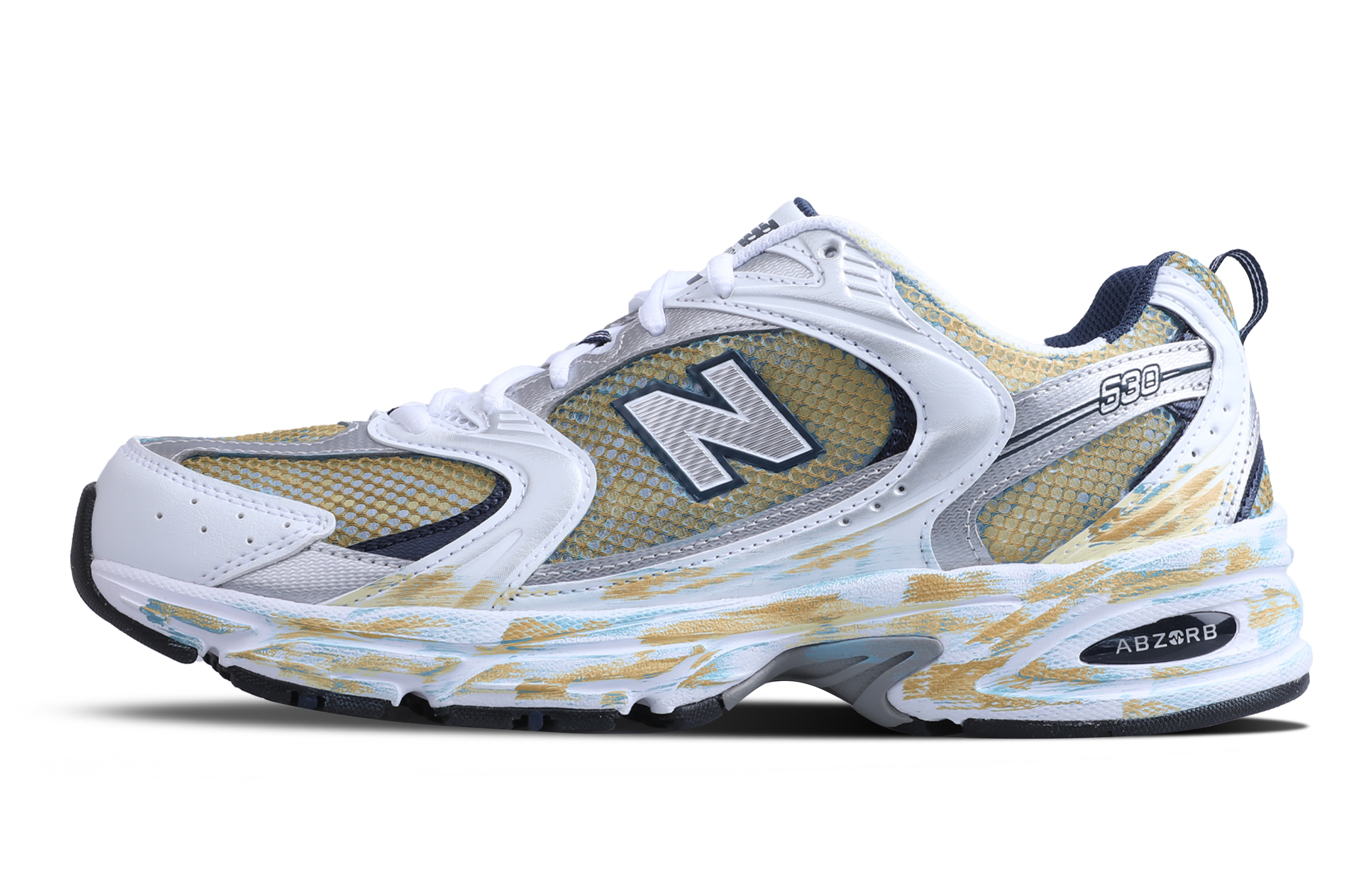 

Кроссовки NB 530 унисекс с низким верхом, белые/желтые/серебристые New Balance