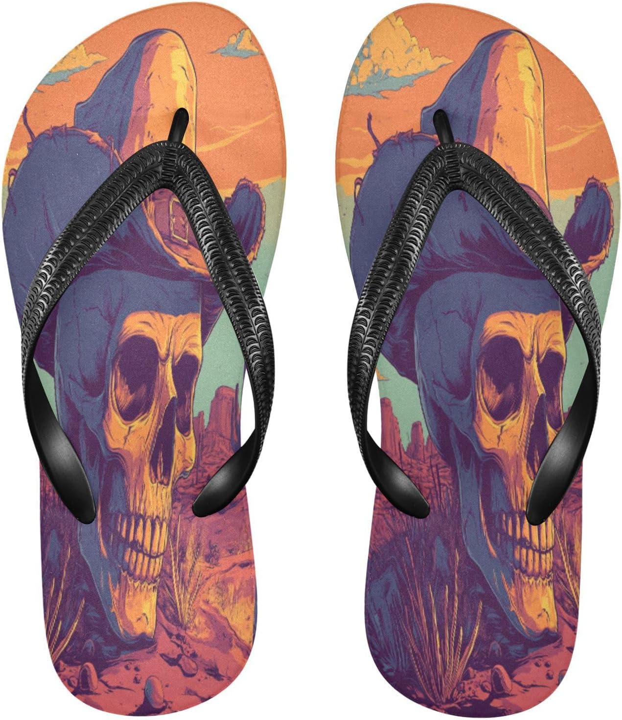 

Мужские летние шлепанцы Skull Cowboy оранжевого цвета с пляжным душем, резиновые нескользящие сандалии для прогулок Sinestour