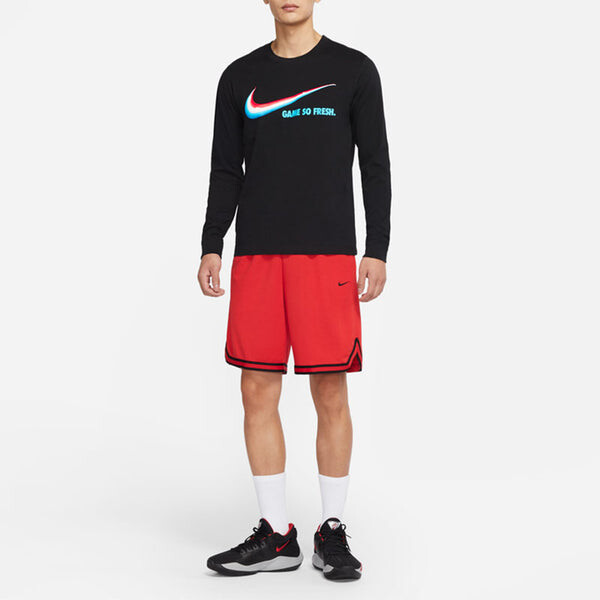 Футболка game so fresh basketball sports printing round neck long sleeves black Nike, черный — фото 3