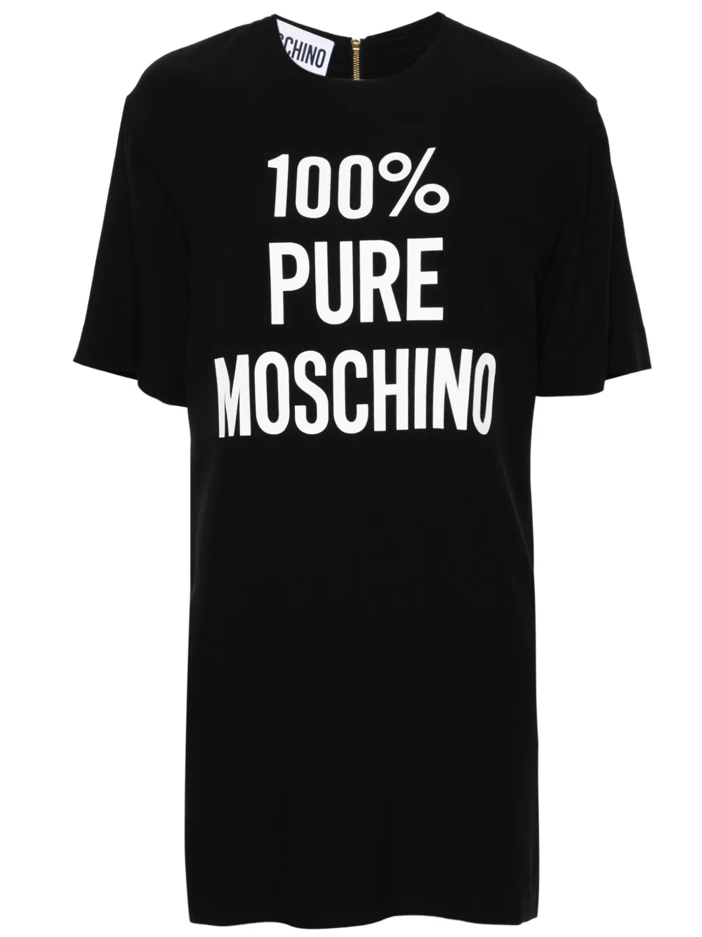 

Атласное платье мини с логотипом Moschino, черный