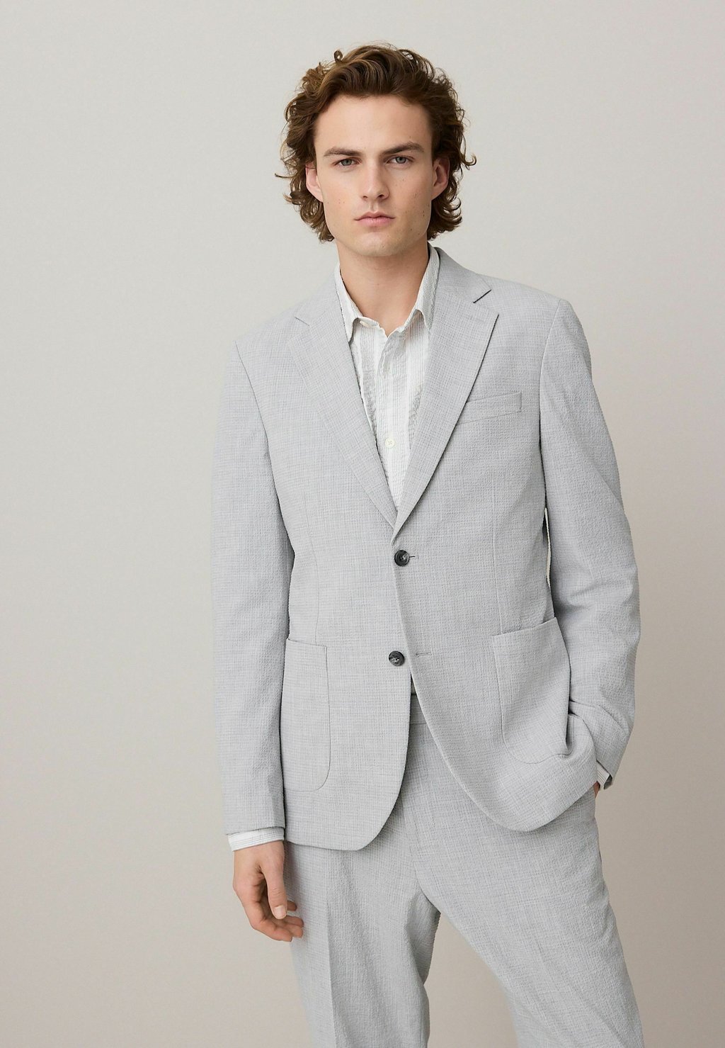 

Пиджак-блейзер REGULAR FIT -SEERSUCKER TEXTURE - Suit jacket Next, серый
