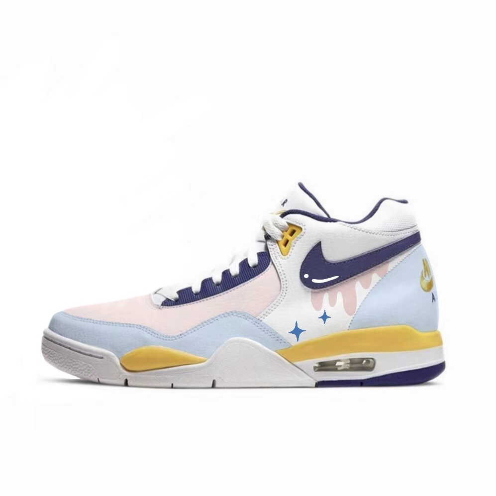 

Nike Кроссовки Flight Legacy Mid Top Vintage для мужчин, белый, желтый, синий