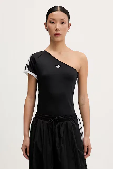 Футболка с коротким рукавом с асимметричным декольте Adidas Originals, черный