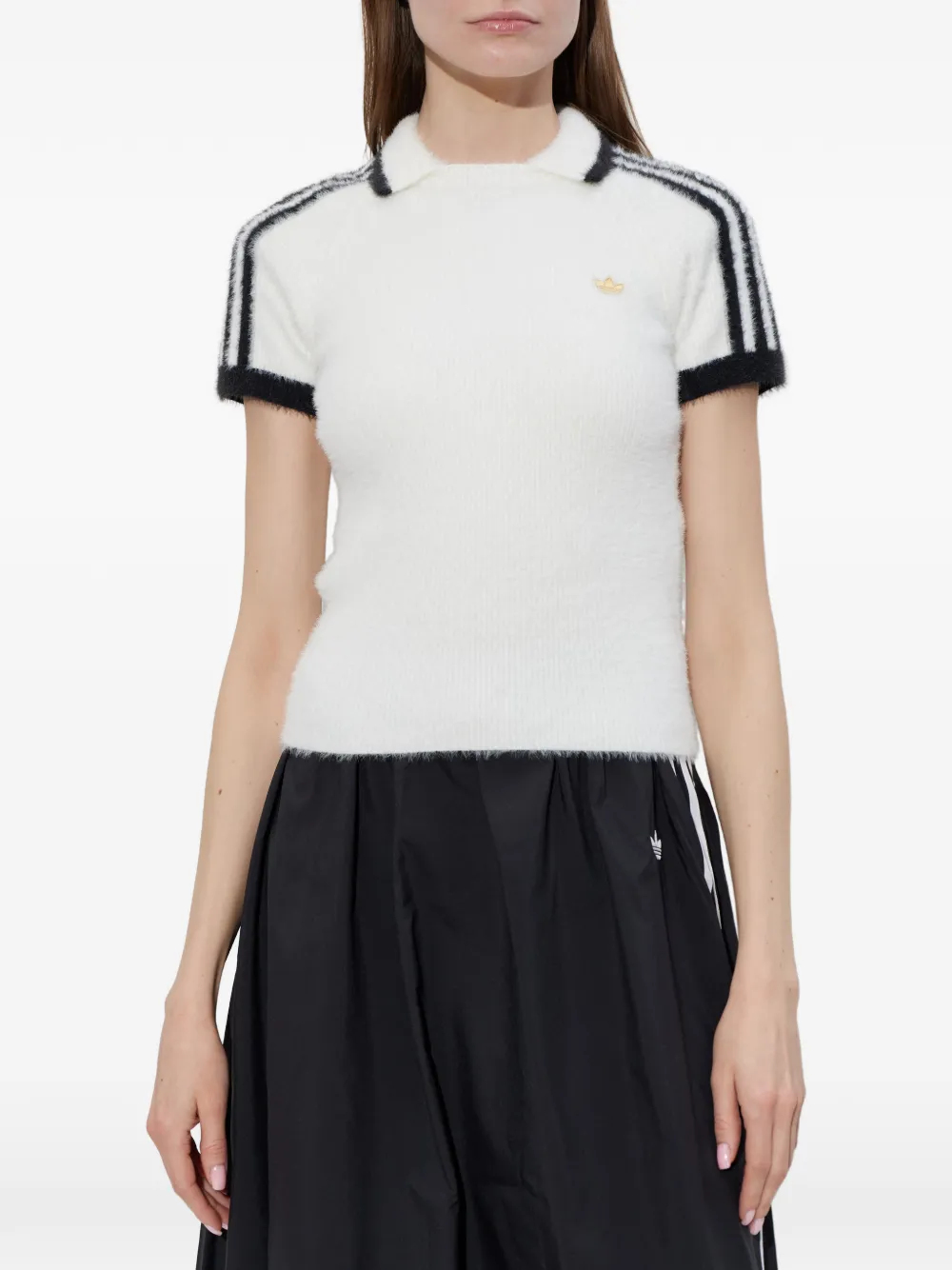 Поло с полосатыми деталями Adidas, белый — фото 3