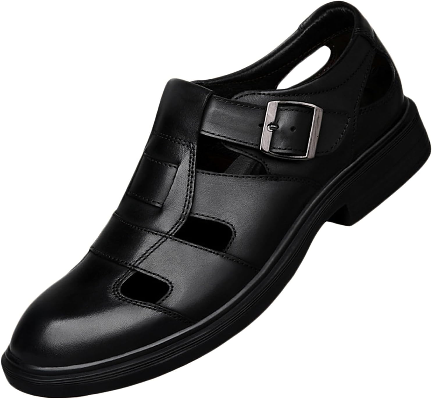 

Мужские походные сандалии с закрытым носком, прогулочные сандалии для улицы, летние кожаные пляжные и деловые сандалии Hnvavq, A